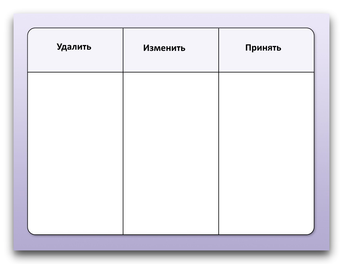 лист с тремя колонками