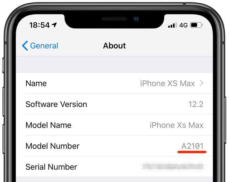 iOS model number
